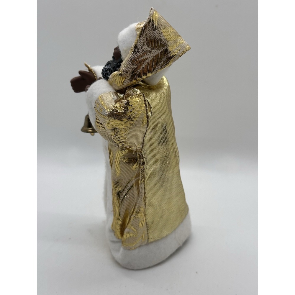 African American‎ Santa Tree Topper Gold Robe Bell Christmas Decor - Picture 2 of 5